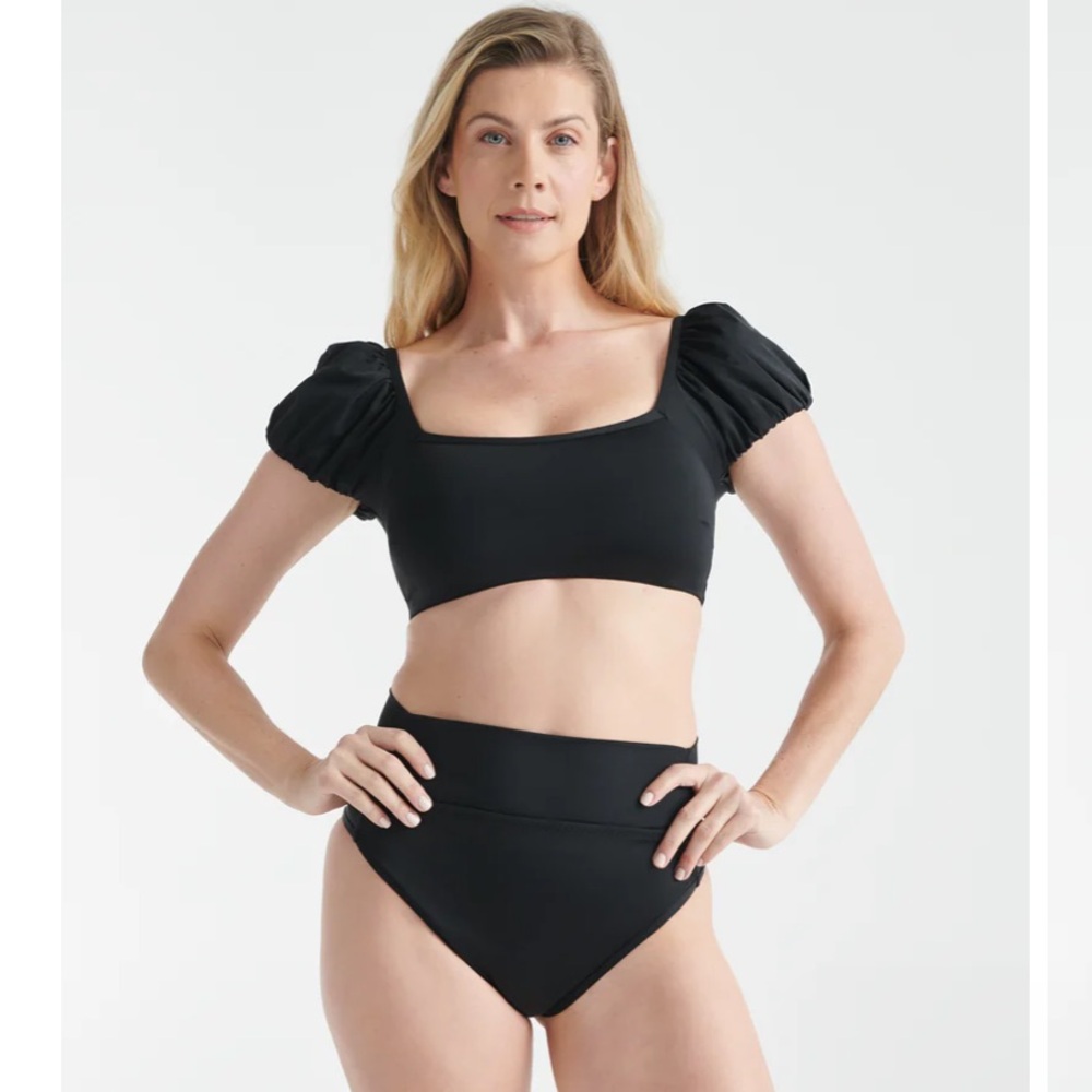 NWT(S) Knix Leakproof High Rise Bikini Bottom Black Period Small Swimsuit Swim